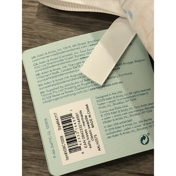 Aden & Anais New Muslin Swaddle Blanket Salty Kisses- Mermaids 47x47” 2019 - Picture 4 of 7